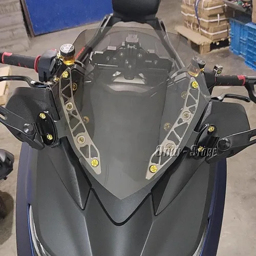 Vista 5 de Accesorios de motocicleta para Yamaha X-MAX 300 (2017-2022) Parabrisas delantero de motocicleta, accesorios de aluminio, hoja decorativa, protector