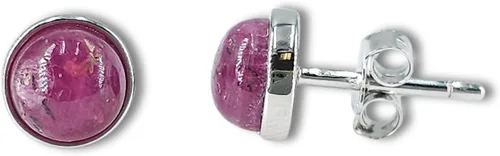 Vista 21 de Pendientes naturales de 0.236 in con chapado en oro blanco sobre plata de ley, bisel cabujón de piedras preciosas regalo de joyería para ella