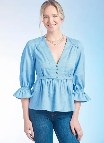 Vista 4 de Simplicity Misses' - Paquete de patrón de costura con cuello en V, código S9748, tallas 6-8-10-12-14, multicolor