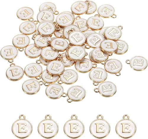 Vista 10 de MECCANIXITY Dije de Letras del Alfabeto de Doble Cara, para Hacer Collar, Pulsera, Pendientes, Joyería