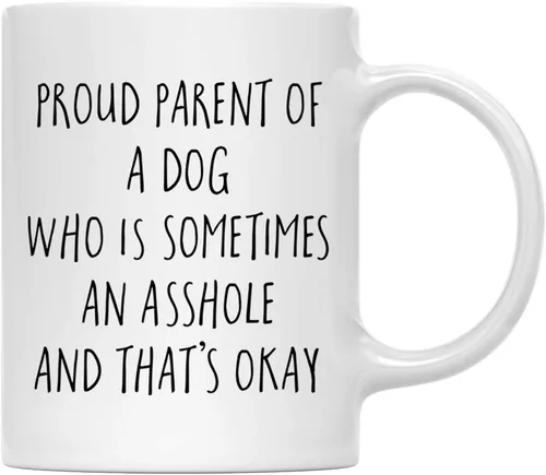 Vista 65 de Andaz Press Funny Dog - Taza de café de 11 onzas, regalo de broma, orgulloso padre de un afenpinscher que es a veces un gilipollas y eso está bien