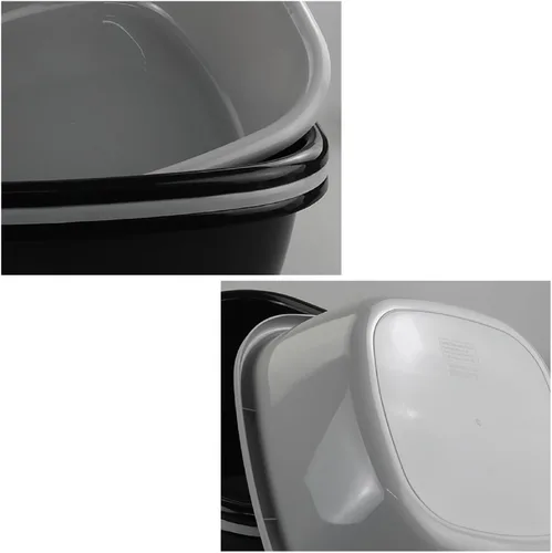 Vista 2 de Vababa Lavabo de plástico de 12 cuartos de galón, sartén para fregadero de cocina, paquete para 4