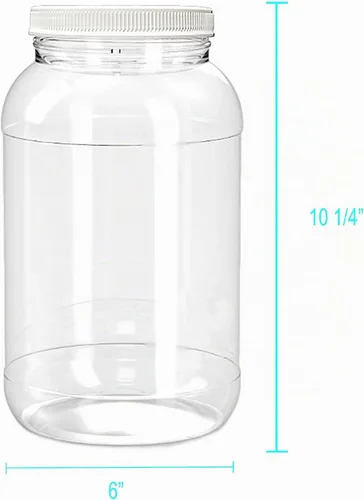 Vista 2 de ljdeals Tarros de plástico transparente de 1 galón con tapas, recipientes de almacenamiento de boca ancha, paquete de 2, sin BPA, aptos
