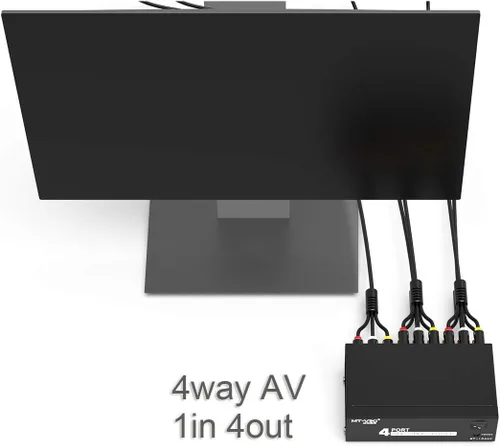 Vista 7 de MT-VIKI Distribución de audio de video compuesto de 4 vías y 3 RCA (1 en 4 salidas)