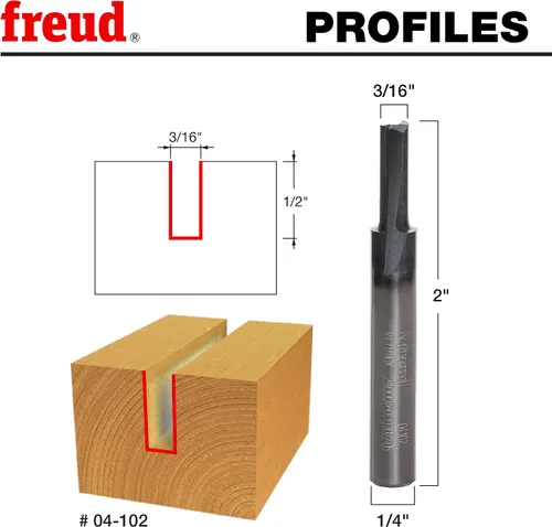Vista 3 de Freud 04-102 Broca recta de doble flauta de 316" (diámetro) con vástago de 14", altura de carburo de 12