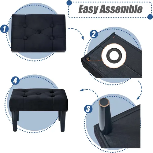 Vista 5 de BRIAN & DANY Taburetes otomanos, taburete pequeño de terciopelo con patas, reposapiés otomano pequeño rectangular para sofá, reposapiés y otomanos