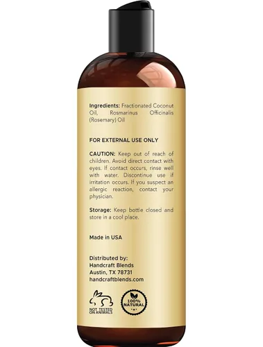 Vista 3 de Handcraft Blends Aceite de Coco Fraccionado Infundido con Romero - 8 Fl Oz - 100% Puro y Natural - Grado Premium Aceite Portador para Piel, Cabello