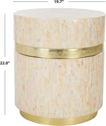 Vista 7 de Safavieh Home Collection Perla Mosaic Mesa auxiliar redonda rosa champán y dorado