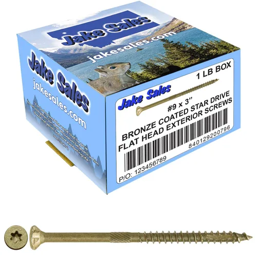 Vista 254 de 8 x 1 revestimiento exterior recubierto de bronce, tornillo de madera multiusos compatible con ACQ, cabeza plana Torx/Star Drive de 1 libra, 288