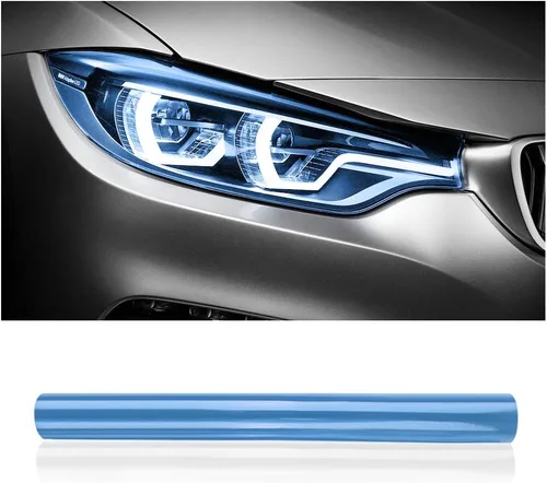 Vista 13 de Película de tinte de luz de automóvil de 12 x 48 pulgadas, protector de vinilo cortable y elástico, calcomanías autoadhesivas que no dejan marcas