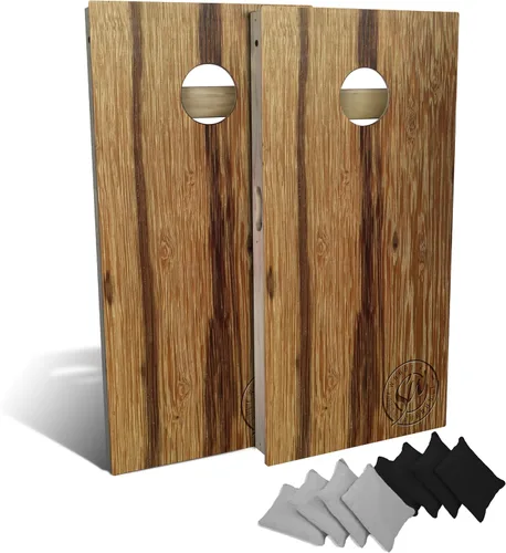 Vista 9 de Slick Woody's Professional-Grade Cornhole Boards - 4'x2' Solid Wood Regulation Woodgrain Bean Bag Toss Game with 8 Resin Filled Bags Madera de musgo