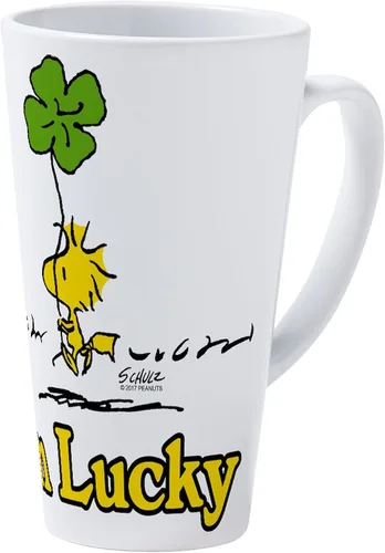 Vista 2 de CafePress Peanuts Woodstock Lucky - Taza con leche (17 onzas)