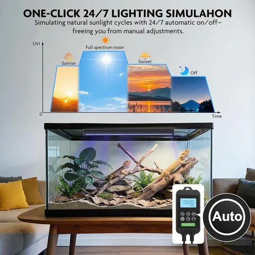 Vista 3 de PAIZOO Luz LED UVB para reptiles 16" UVA UVB Reptile Light con controlador