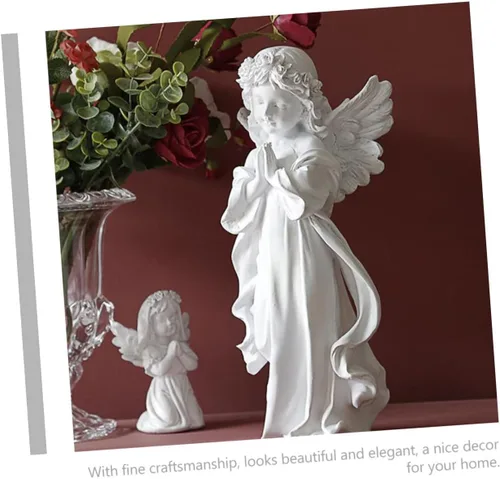 Vista 7 de GANAZONO 1 escultura de niña de ángel, figuras en miniatura, decoración de Navidad, estatua de hada, estatua de jardín, resina querubín, decoración