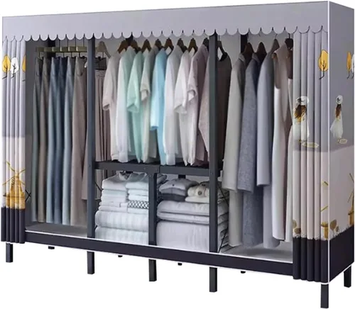 Vista 12 de Armarios grandes Armario portátil Armario con áreas para colgar Armario de metal de acero Armario de ropa Armario para colgar Dormitorio Armario
