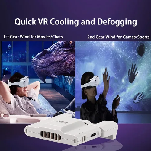 Vista 2 de Aoife VR Fan Compatible with Oculus Meta Quest 2, Anti-Fog Active Air Circulation Vent Cooler Fan with Facial Interface and PU Sweat-Proof Face