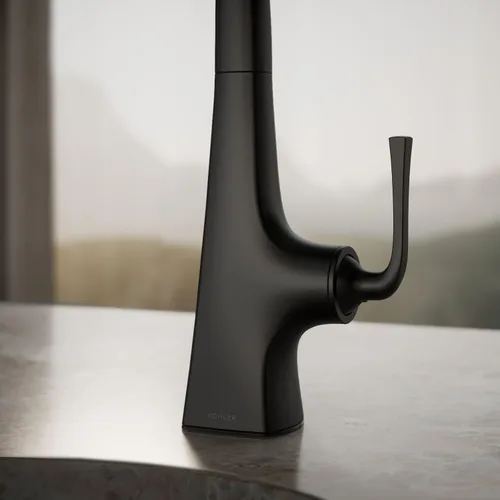 Vista 5 de Kohler 22065-BL Graze Bar grifo del fregadero con caño oscilante