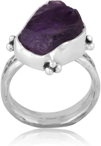 Vista 22 de Anillo trenzado de plata esterlina 925 con piedras preciosas crudas para mujer, joyería hecha a mano