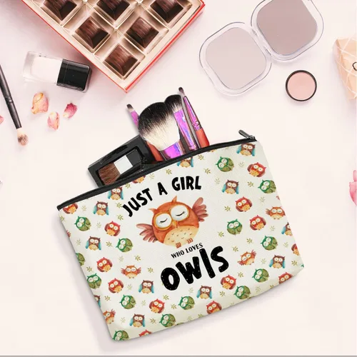 Vista 4 de jeilink Lindo bolso de maquillaje divertido erizo bolsas cosméticos regalos erizo suministros de erizo para animales, Chica ama a los búhos, Casual