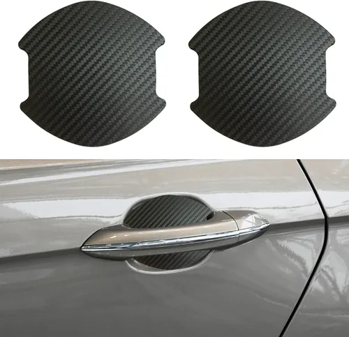 Vista 7 de kingsea 4 protectores de arañazos para manija de puerta de automóvil, textura magnética extraíble de fibra de carbono 3D, textura de fibra