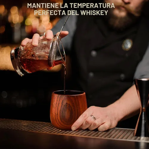 Vista 2 de Vasos de Whisky de Madera Carbonizada – Vasos de Bourbon de 6 oz para Hombres con Interior Quemado – Copas de Cóctel Old Fashioned – Regalos