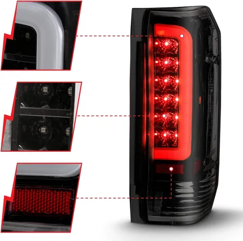 Vista 3 de ANZO (311351) 1987-1996 Ford F-150 Luces traseras LED lente humo carcasa negra (par)