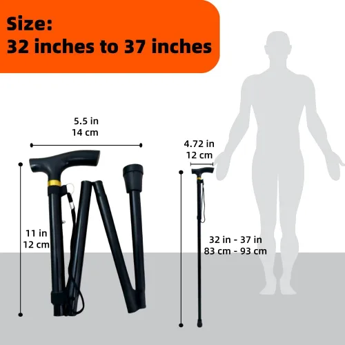 Vista 7 de Bastón plegable ultraligero con correa de muñeca y mango ergonómico, ayuda de movilidad ajustable para personas mayores, adultos, mujeres y hombres