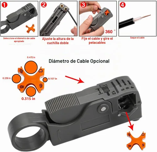 Vista 4 de Taiss Kit de herramientas para cable coaxial BNC con herramienta de crimpado, 10 piezas de conector de crimpado macho BNC, pelacables coaxiales