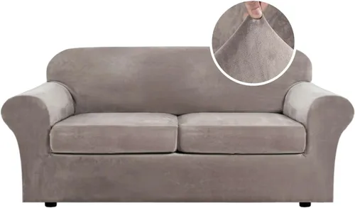 Vista 105 de H.VERSAILTEX - Funda elástica para sofá de 2 piezas, funda protectora de terciopelo, suave, con parte inferior elástica, con un ancho de hasta 49
