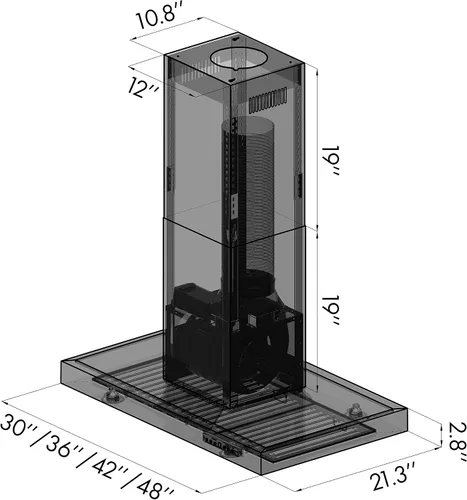 Vista 9 de Z Line 597i-30 900 CFM extractor con montaje para isla, Acero inoxidable