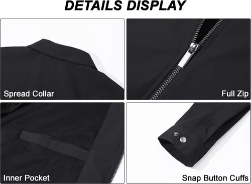 Vista 7 de MAGCOMSEN Chaquetas Ligeras para Hombre con Cremallera Completa Abrigo Ligero Chaqueta de Cuello Extendido Chaqueta Cortavientos Casual