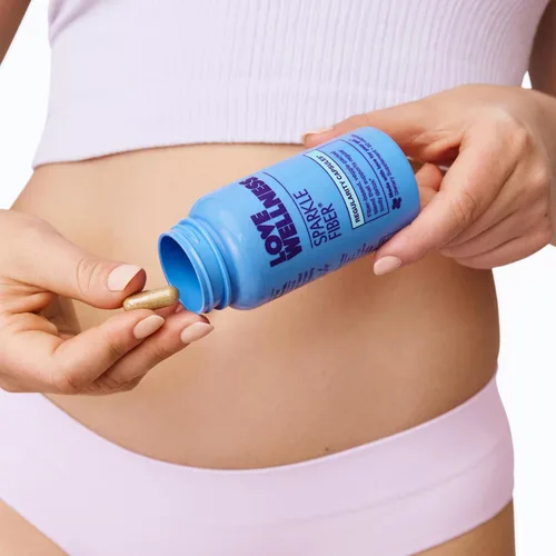 Vista 5 de Love Wellness Suplemento de fibra brillante para la salud intestinal, 90 cápsulas, píldoras de fibra de belleza para piel brillante, alivio