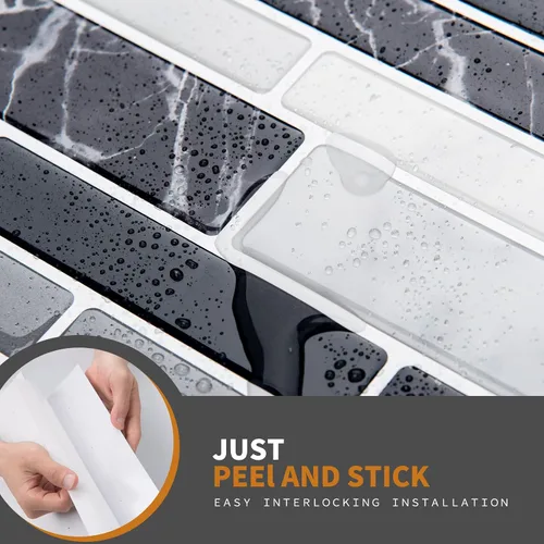 Vista 5 de WOWSTAR 10 hojas de azulejos autoadhesivos para salpicaduras en la pared de la cocina, azulejos adhesivos para salpicaduras en la cocina