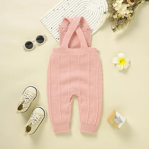 Vista 4 de Douhoow Overol de punto para bebé y niña, suéter con tirantes y pantalones, trajes de otoño e invierno