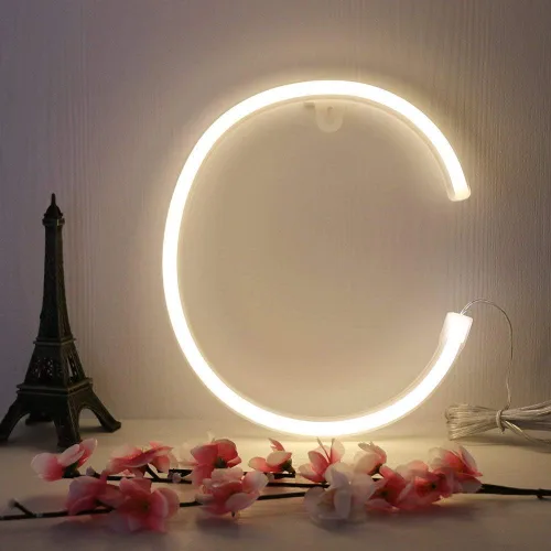 Vista 24 de Ulalaza Letrero de luz LED en blanco y negro, 2 letras AA alimentadas por batería para boda, fiesta de cumpleaños, lámpara de Navidad, luz nocturna