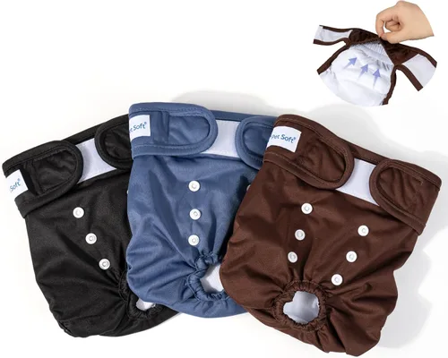 Vista 9 de Pet Soft Pañales Lavables para Hembras (Paquete de 3) Pañales para Perras, Pañales Cómodos Reutilizables para Perras en Período de Celo (Bloom, XS)