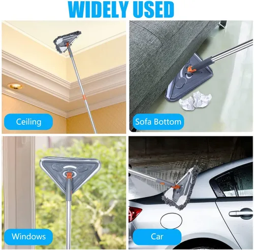 Vista 5 de Trapeador de pared de 82 pulgadas con mango largo para limpieza de pared con poste de extensión de 39.8 a 82 pulgadas, limpiador de pared giratorio