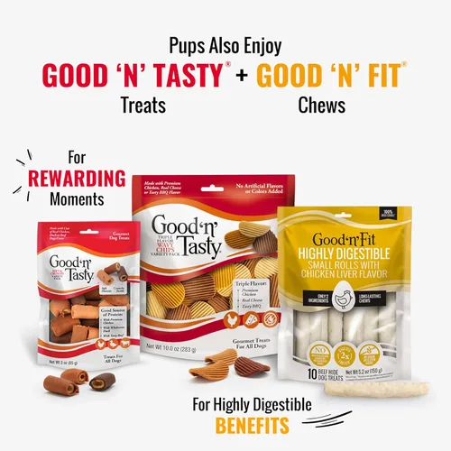Vista 8 de Good 'n' Fun Masticables de Costillas de Triple Sabor para Todos los Perros, 12 Onzas, Consiente a tu Perro con Masticables de Larga Duración Hechos
