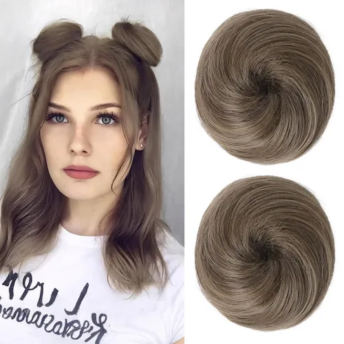 Vista 49 de REECHO Space Bun Hair Pieces, 2 piezas de mini clips de garra en moños desordenados y orejas de gato, extensiones de moño de cabello falso HB001