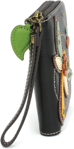 Vista 5 de CHALA Cartera con cremallera, pulsera, 8 ranuras para tarjetas de crédito, piel sintética resistente