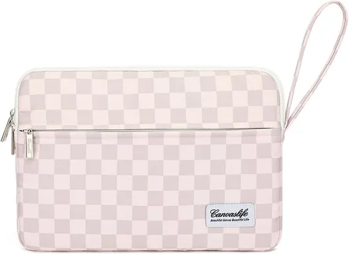 Vista 18 de Canvaslife - Funda de lona para laptop de 13 pulgadas con patrón de cuadros negros y bolsillo de 13 y 13.3 pulgadas