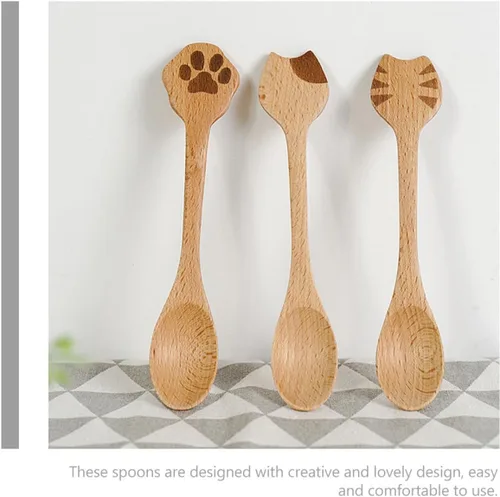 Vista 2 de Wooden Teaspoons for Coffee, Soup and Salad, Ergonomic Small Wooden Spoons Smooth Edges, Kitchen Utensils