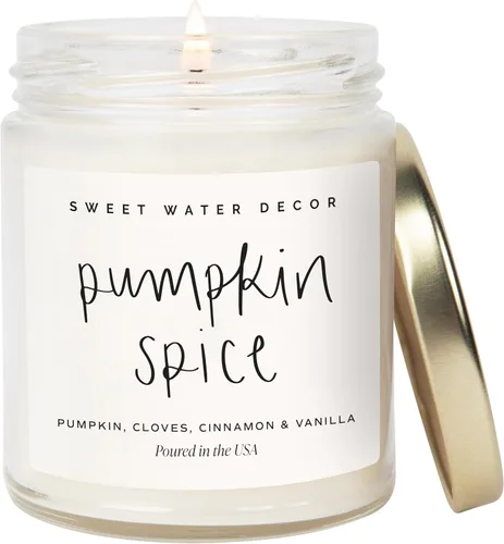 Vista 14 de Sweet Water Decor - Vela de soja Cinnamon Roll, con perfume otoñal de canela, glaseado y tarta mantecosa, frasco transparente de 9 oz con tapa