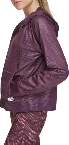 Vista 3 de DKNY Sudadera con capucha de malla Sprint con cremallera para mujer