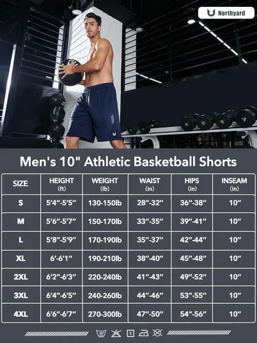 Vista 6 de NORTHYARD Pantalones cortos deportivos de baloncesto para hombre, de 5, 7, 10 pulgadas, para entrenamiento, gimnasio, secado rápido, pantalones