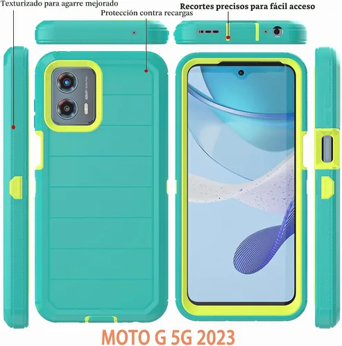 Vista 2 de Funda para Moto G 5G 2023 (sin protector de pantalla) con funda duradera de 3 capas a prueba de caídas, a prueba de golpes, funda de goma sólida