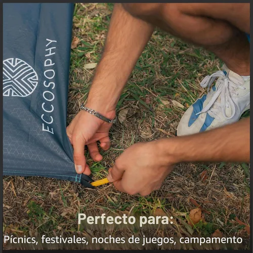 Vista 6 de ECCOSOPHY Manta de playa a prueba de arena, 100% impermeable, manta de picnic de 60 x 55 pulgadas, manta de bolsillo compacta para exteriores, funda