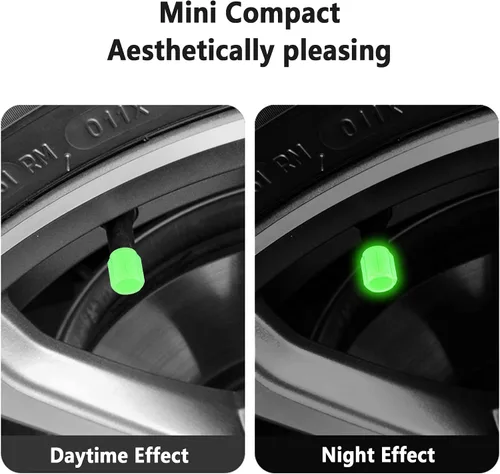Vista 6 de 20 tapones fluorescentes para válvulas de neumáticos, tapones luminosos para válvula de aire de rueda de automóvil, accesorios de decoración