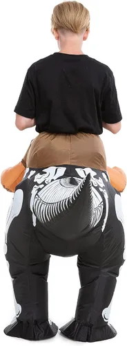 Vista 5 de HSCTEK Disfraz inflable de dinosaurio esqueleto para niños T-Rex