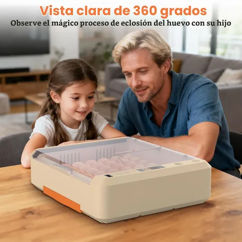 Vista 8 de Incubadora de huevos 36-60 con giro automático de huevos y control de humedad, incubadora de huevos de pollo ajustable con pantalla digital